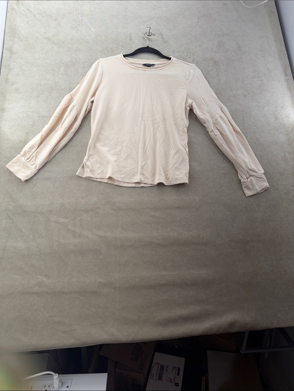 RW&CO. Pale Blush Long-Sleeve Crewneck Top